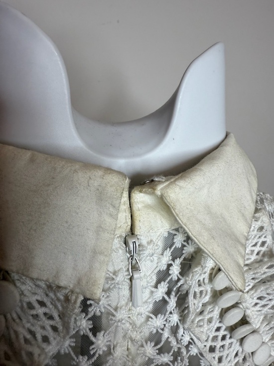 Self-Portrait White Lace Midi Dress with Collared Neckline - Picture 8 of 11